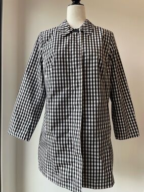 Talbots Black & White Gingham Trench Coat